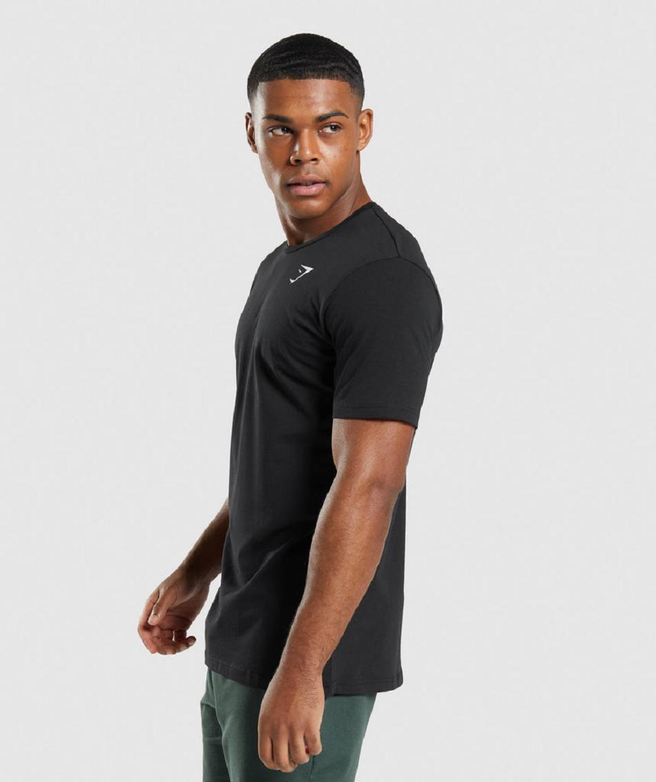 T Shirts Męskie Gymshark Critical Czarne | PL 3929HAP